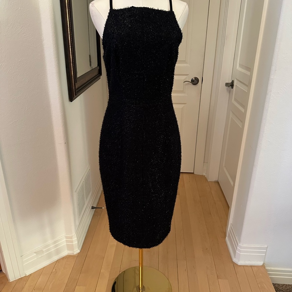 H&M Black Sheath Midi Dress with Halter Neckline for Cocktail